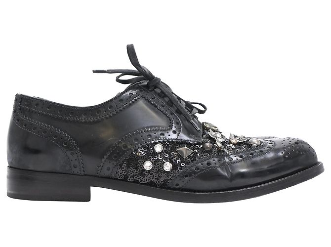 Scarpe brogue con borchie in pelle nera Dolce & Gabbana Nero