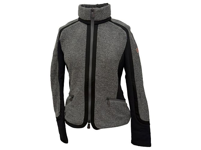Moncler Grenoble Zip-Up Paneled Jacket in Grey Wool