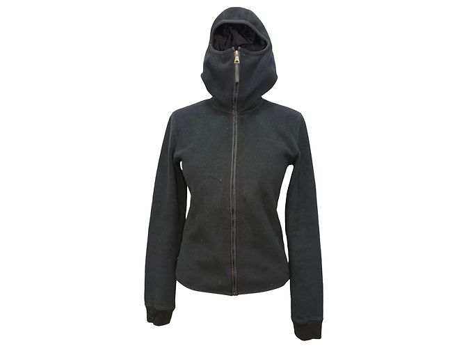 Giacca con cappuccio in pile con zip Prada in poliestere nero