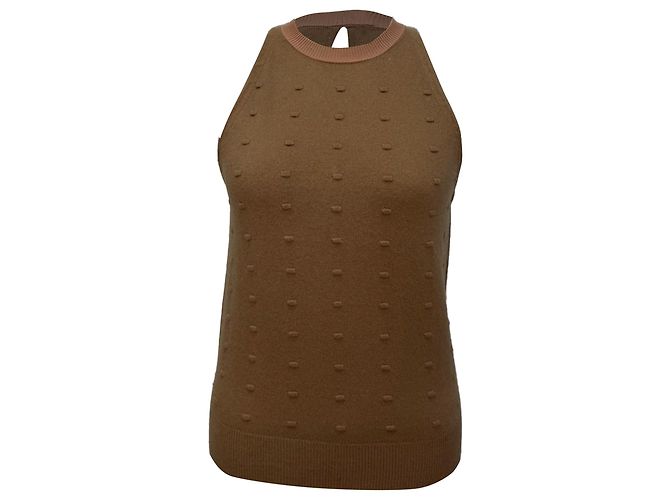 Balenciaga Strick-Top mit Neckholder und Punktmuster aus brauner Wolle Rot