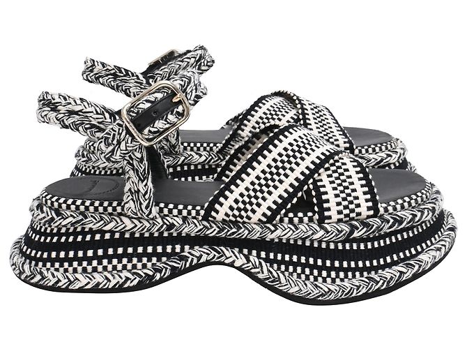 Sandalias de plataforma Meril Monochrome en algodón tejido negro de Chloé