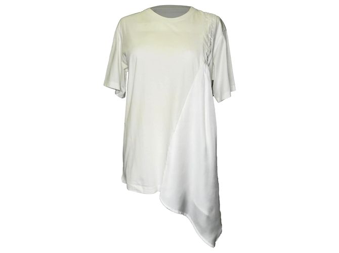 Camiseta asimétrica drapeada Victoria Beckham en algodón blanco