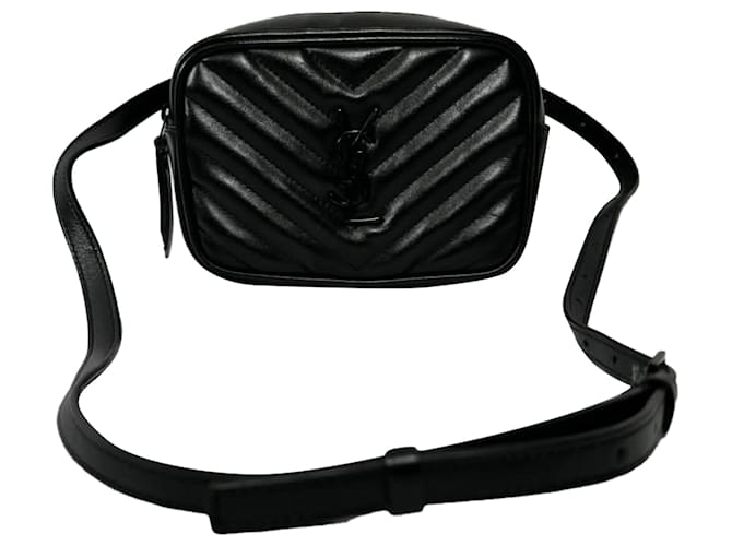 Yves Saint Laurent Sac ceinture Lou en cuir de veau noir Imprimé python 