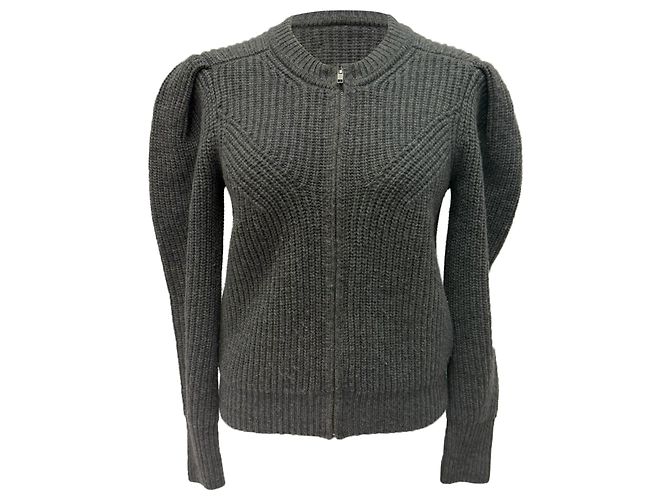 Suéter com zíper Randy em lã merino cinza Isabel Marant