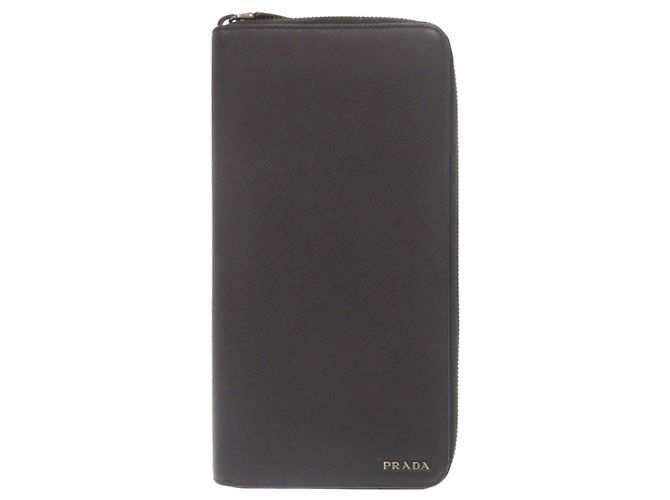Prada Saffiano Leather Long Wallet in Black