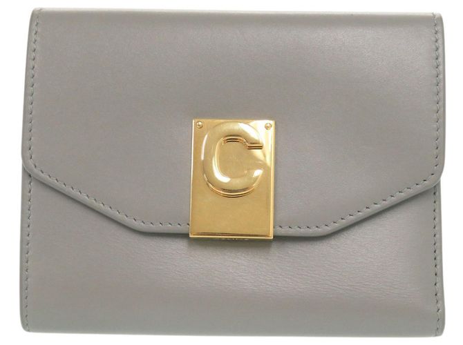 Céline Celine Gray Tri-Fold Leather Wallet Brown