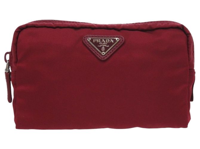 Beauty case rosso con logo Triangle Prada 1N0021 Roja