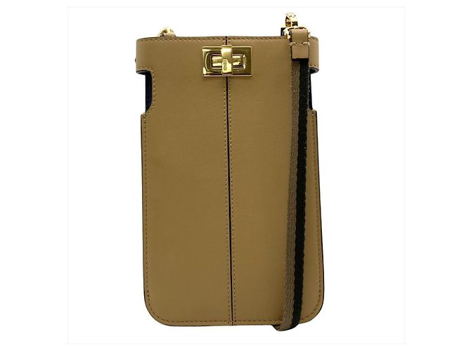 Bolsa de Alça Fendi Pikaphone Camelo