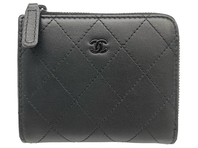 Chanel So Black Kompaktgeldbörse/Münzbeutel Schwarz