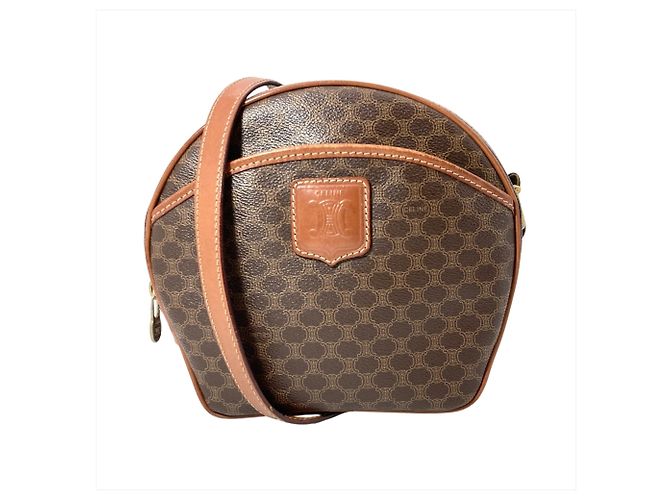 Céline Bolsa de ombro em couro com padrão Macadam Celine Marrom