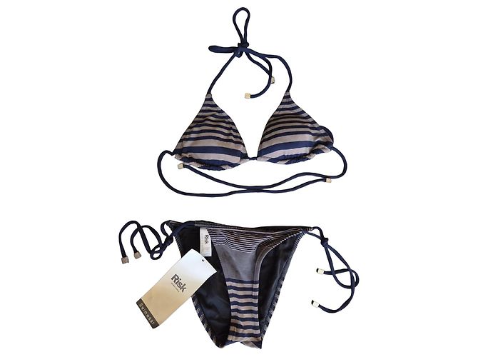 Autre Marque Bikini RISK x Andrés Sardá Rayas Azul y Beige