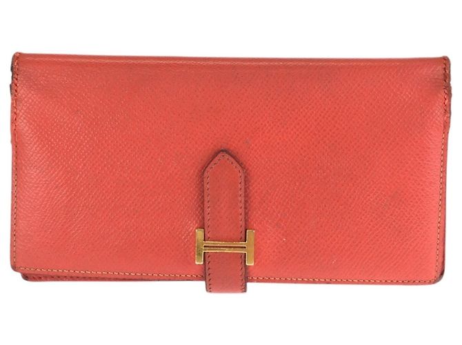 Hermès Hermes Bearn Soufflé Long Wallet in Orange