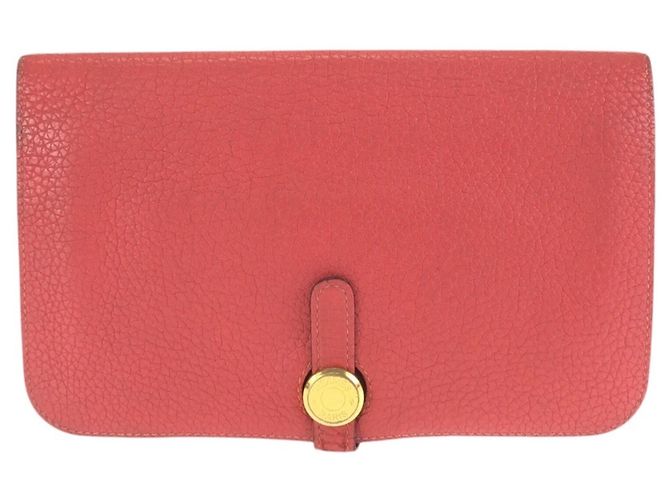 Hermès Cartera larga Dogon GM HERMES en Rouge Tomato Roja