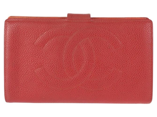 Chanel Vintage Coco Mark Red Wallet