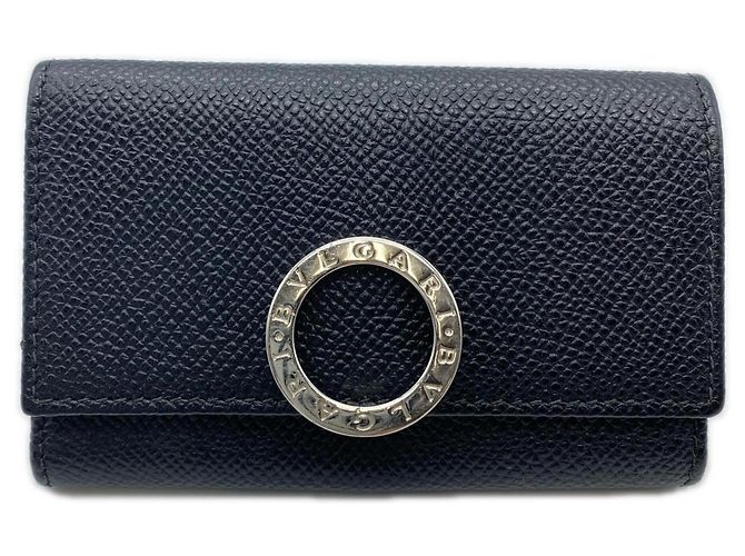 Bulgari Bvlgari Bvlgari Grain Leather Key Case Black