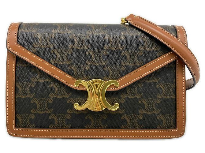 Triomphe Céline Bolsa de Ombro Celine Margo Marrom Bege
