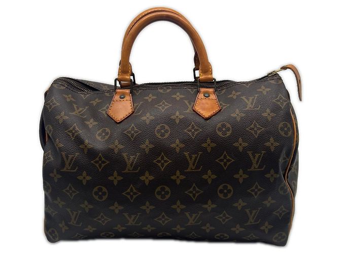Louis Vuitton Monogram Speedy 35 Handbag Brown