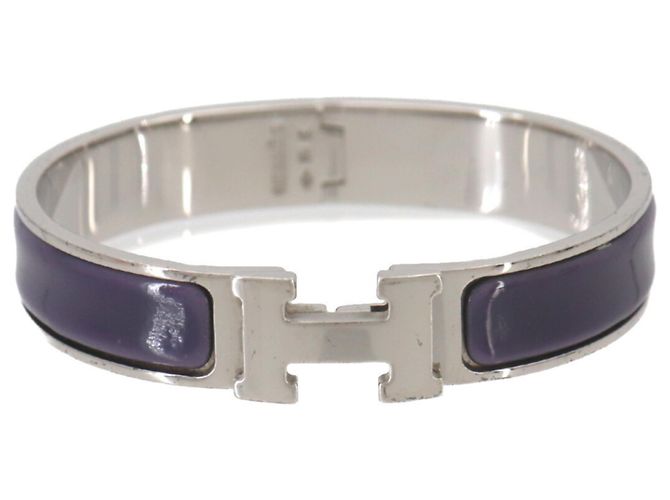 Hermès Hermes Clic H PM Armreif in Lila und Silber 