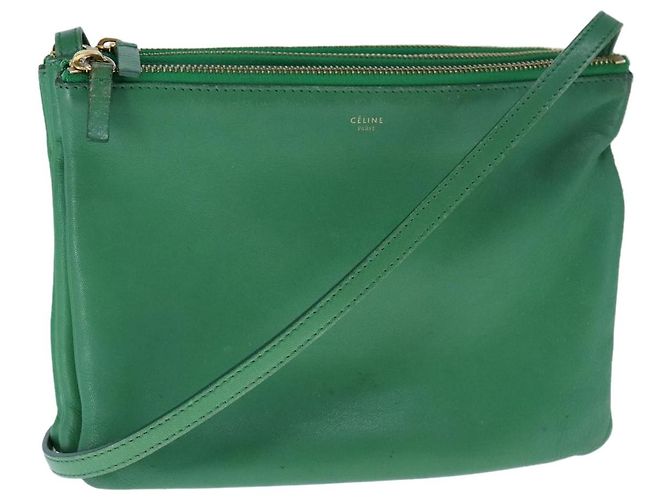 Céline Celine Trio Leather Small Verde 