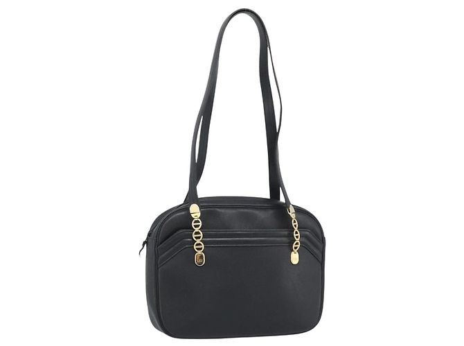 Borsa a tracolla Christian Dior in pelle nera e oro Auth 188570 Nero D'oro