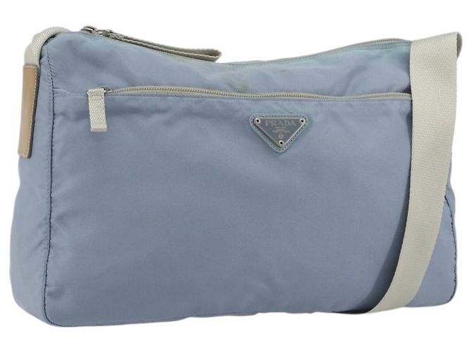 Borsa a tracolla PRADA Nylon Azzurro Chiaro Argento Auth 189553A Blu chiaro
