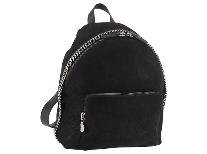 Autre Marque Stella MacCartney Falabella Backpack polyester Black Silver Auth 188925A Silvery