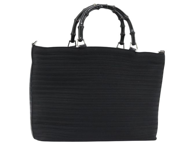 Borsa GUCCI Bamboo Nylon Nero Argento 002 1998 0352 Auth ep14964