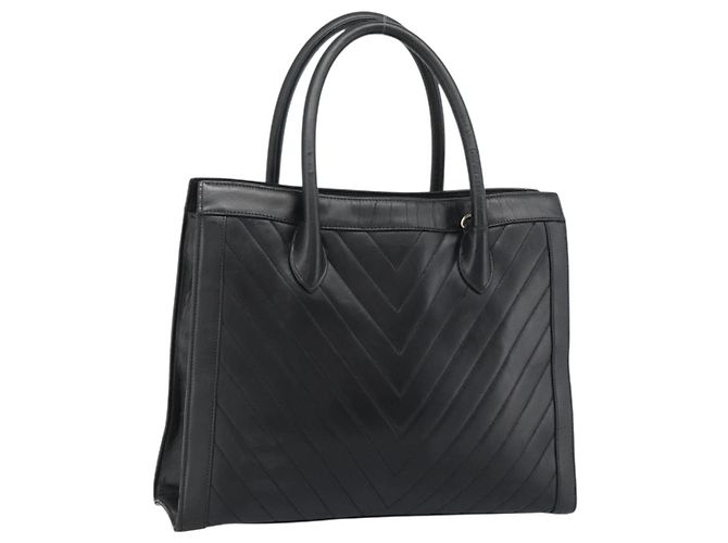 CHANEL Handtasche aus schwarzem Lammfell mit goldenem CC Authentisch bs35740