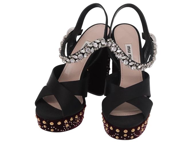 Miu Miu High Heels Velor Bordeaux Auth BA13689M Dark red