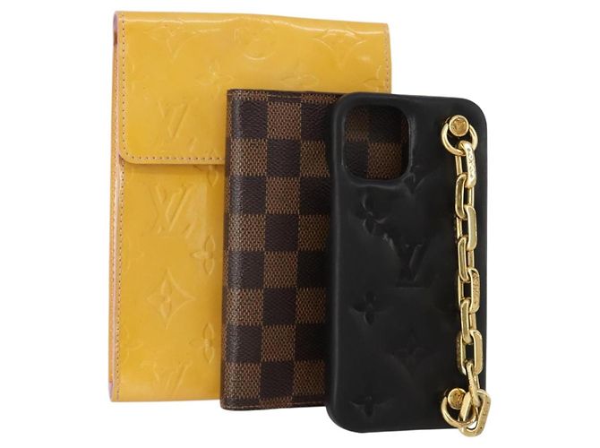 LOUIS VUITTON Monogram Vernis Planner 3 Set Beige black LV Auth BA13651