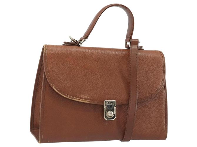 Bolso Burberry de cuero 2way Marrón Oro Auth ep14918 Castaño Dorado