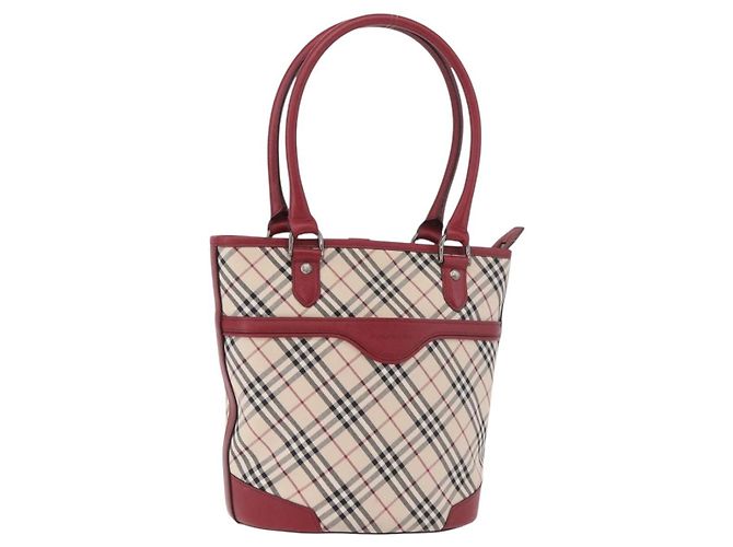 BURBERRY Nova Check Tote Bag Canvas Beige Silver Auth ka4974A Silber
