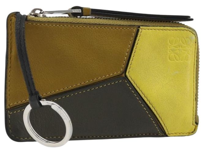 LOEWE Puzzle Kartenetui Leder Multicolour Silber Auth 189011 Mehrfarben