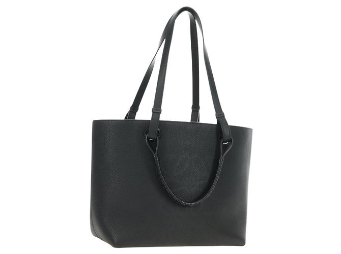 Bolsa Tote LOEWE de couro preto Auth 189712SV