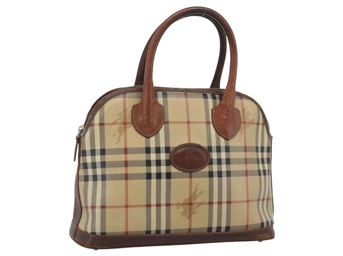 Borsa a mano Burberrys Nova Check PVC Beige Oro Auth ep15040 D'oro