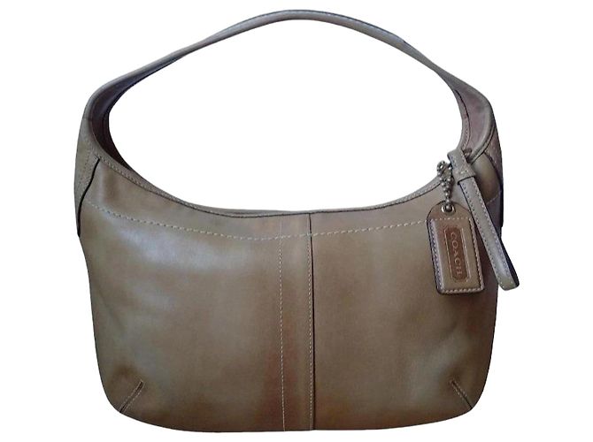 Bolsa Hobo de couro Coach Y2K Castanho claro