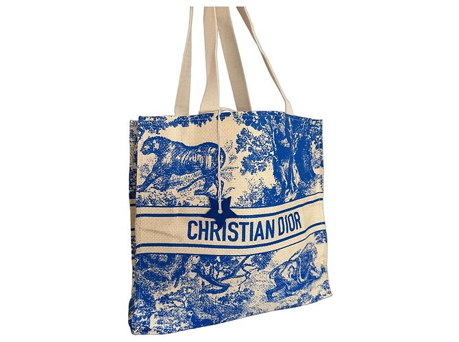 Dior Riviera Canvas Shopper Blau Beige