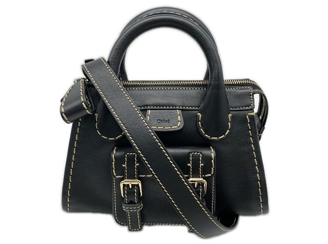 Sac à main mini en cuir Chloé Edith Noir