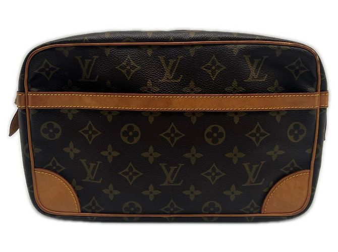 Clutch Louis Vuitton Monogram Compiegne 28 Castaño Beige