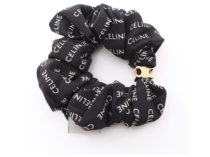 Céline Celine Rayure Triomphe Seiden-Scrunchie