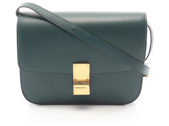 Céline Bolsa de Ombro Celine Classic Box Medium Verde