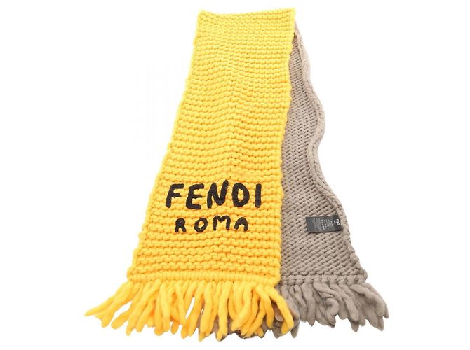 Stola da donna Fendi grigia e gialla Marrone Giallo