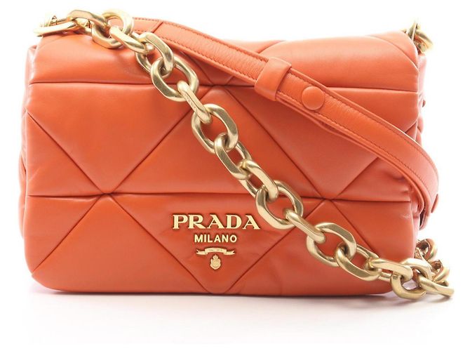 Prada 2-Way Lederhandtasche in Orange