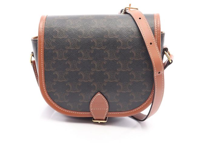 16 Céline Bolsa Celine Folco Medium Marrom Preto