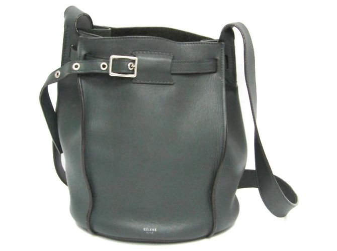 Céline Celine Long Strap Big Bag Bucket Leather Caqui