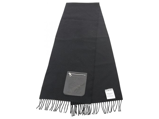 Sciarpa Loewe Anagram Nera in Cashmere e Lana Nero