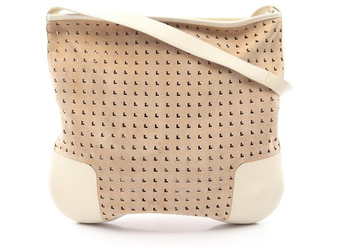 Bolsa de ombro perfurada Loewe Bege Cru