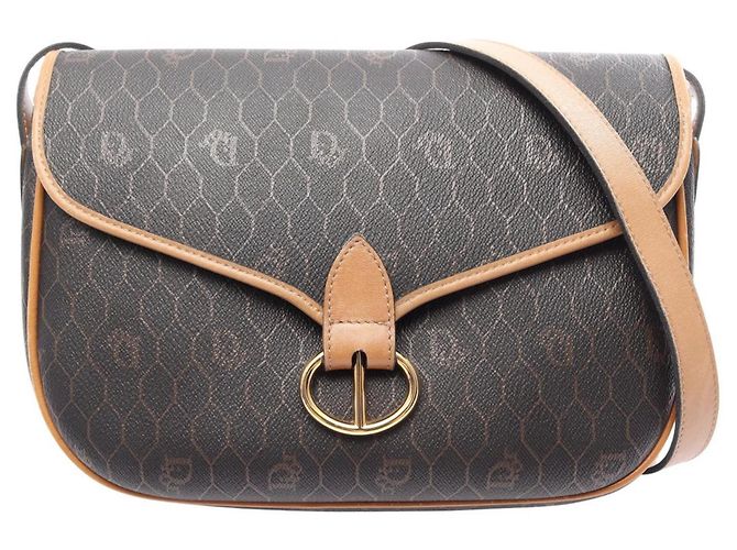 Borsa a Spalla Christian Dior Honeycomb Marrone Nero