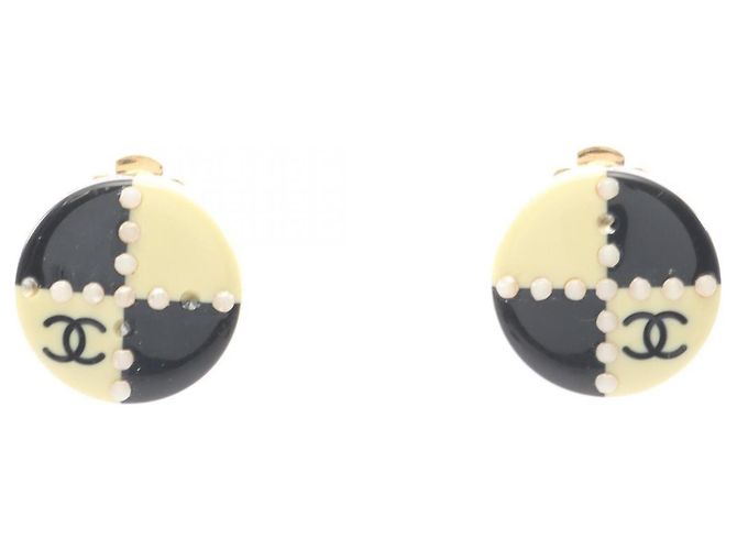 Orecchini a clip Chanel Coco Mark Nero Bianco D'oro