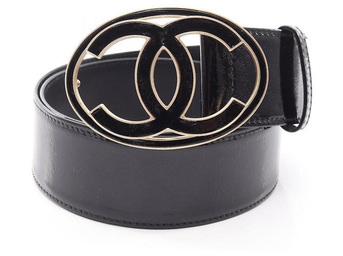 Chanel Coco Mark Gürtel aus Lackleder Schwarz